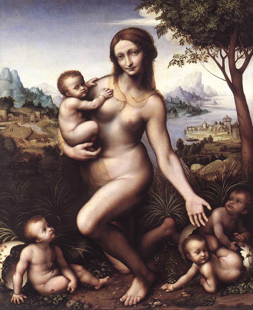 Leda med barna sine av Bernardino Marchiselli