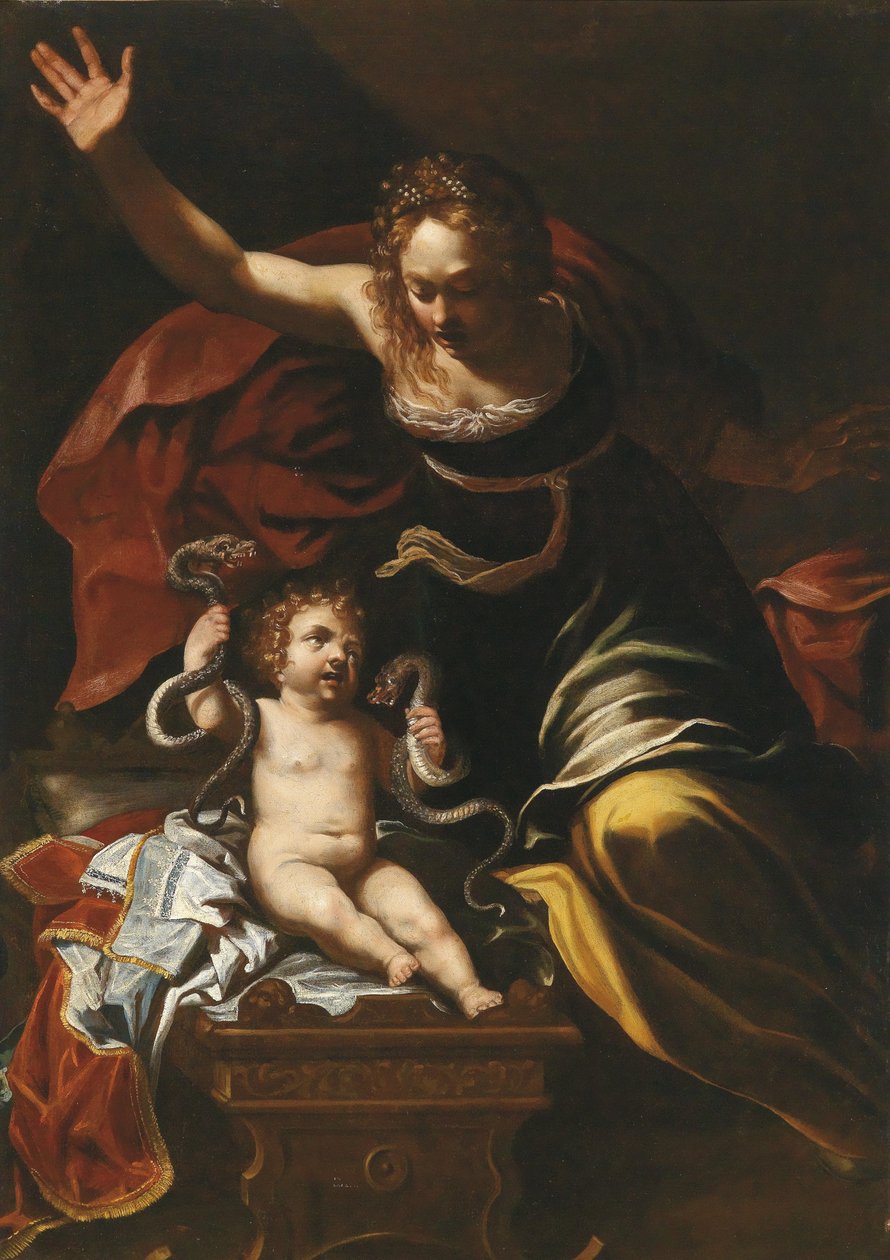 Scene fra barndommen til Hercules av Bernardino Mei