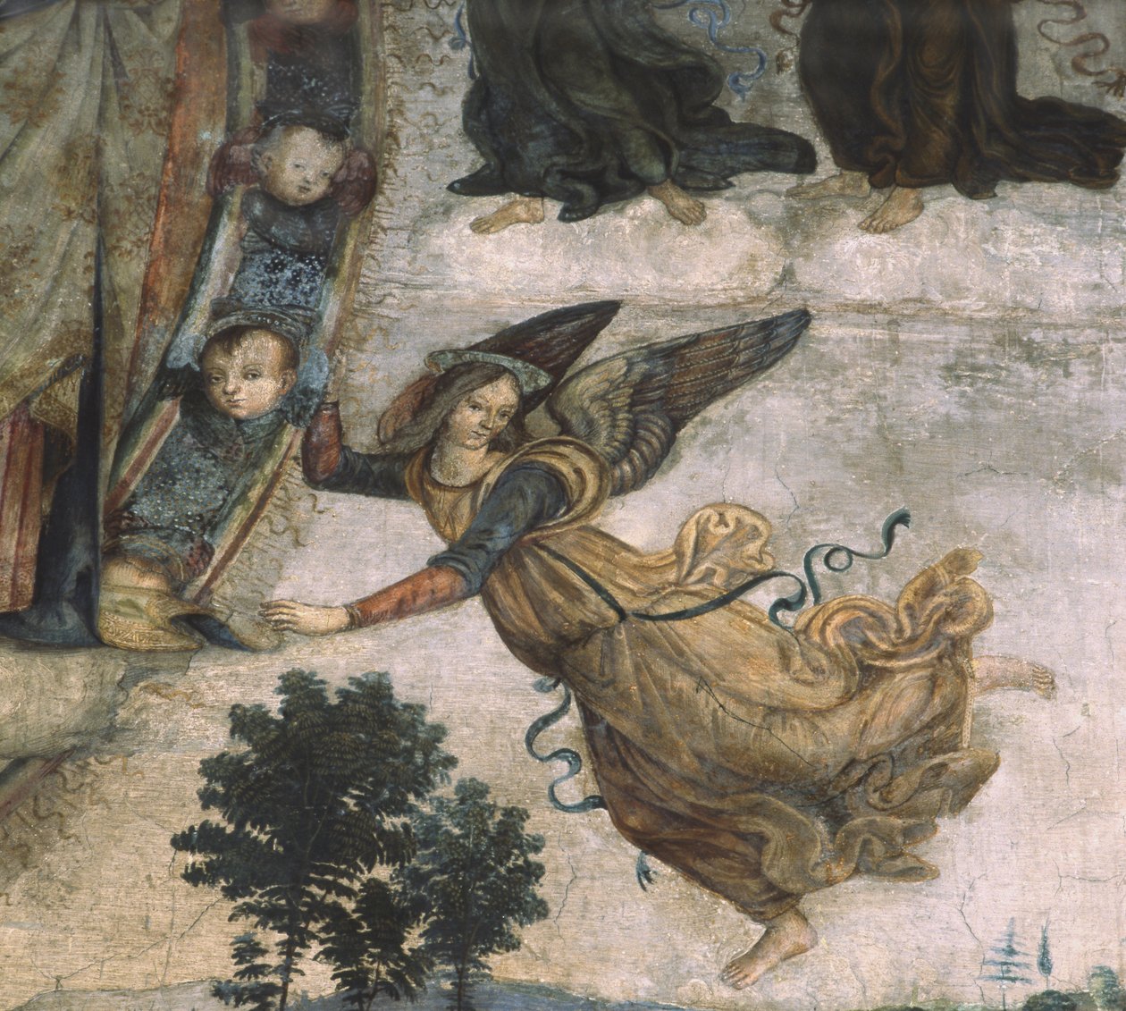 Detalj av scener fra Marias liv, freskomaleri ca. 1484-92 av Bernardino di Betto Pinturicchio