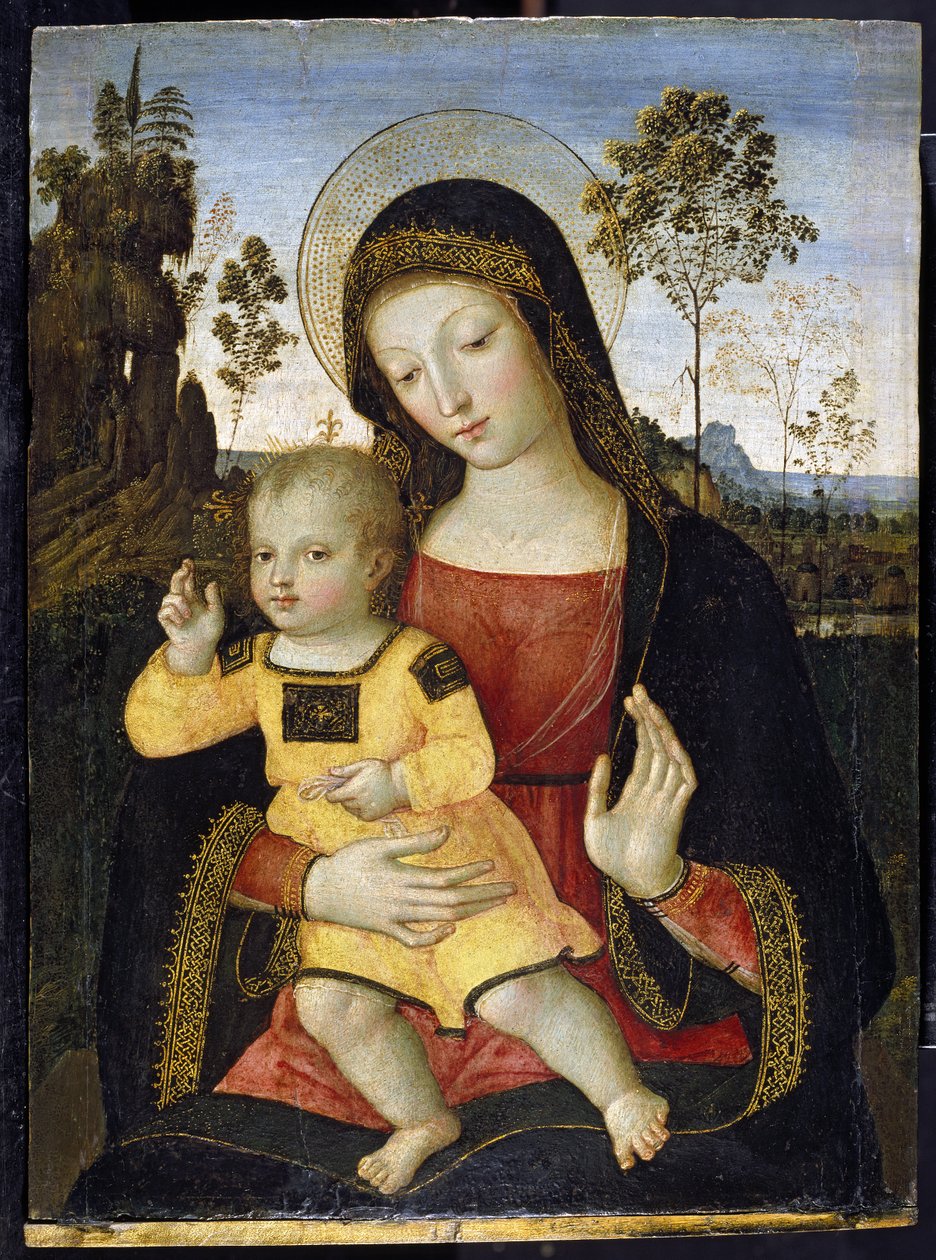 Jomfruen og barnet, 1400-tallet av Bernardino di Betto Pinturicchio