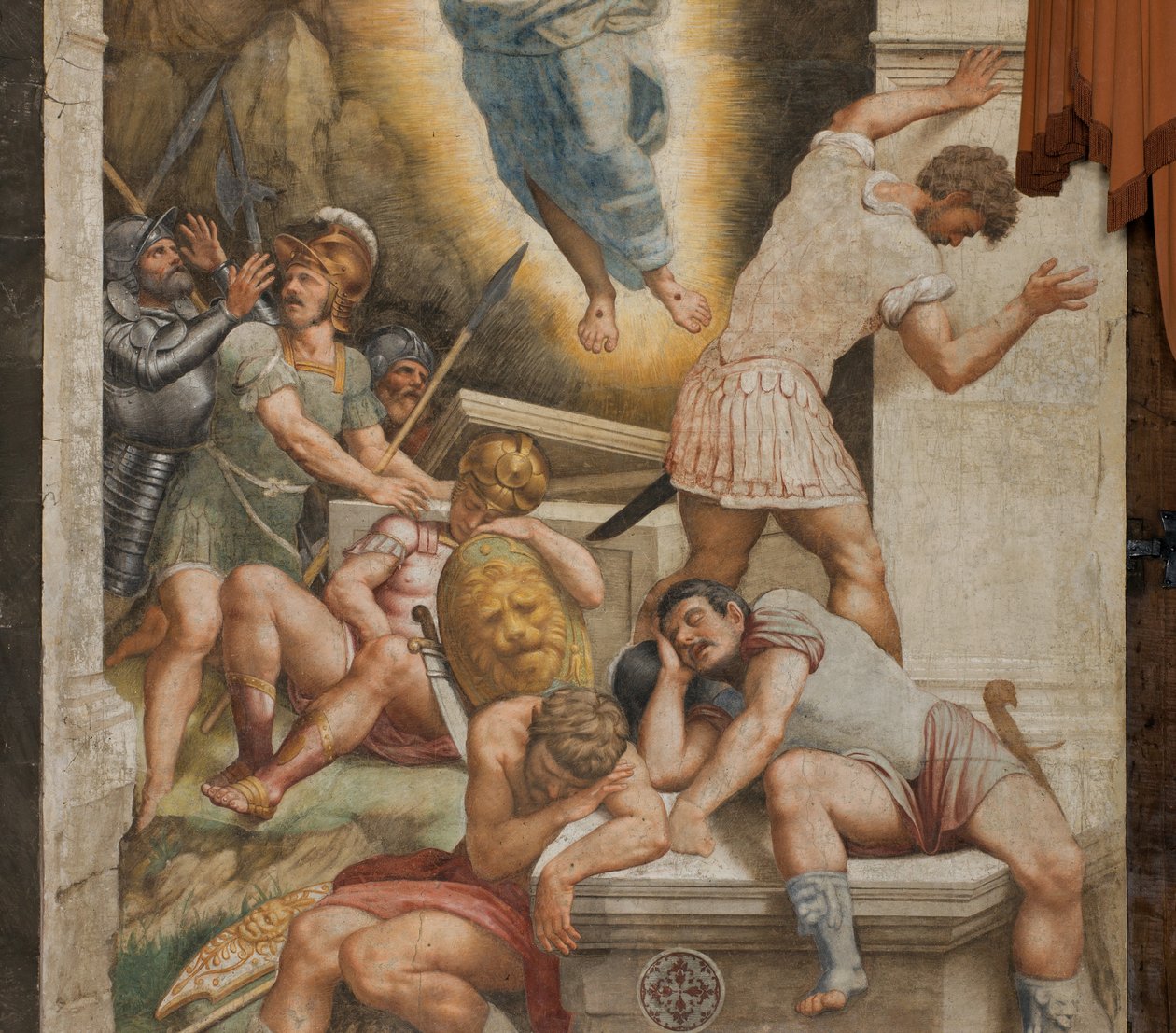 Counterfaccata, Bernardino Gatti, Resurrection 1529, Detail av Bernardino Gatti
