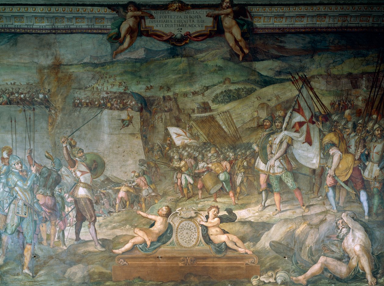 Slaget ved Bona mellom genuasere og tyrkere, 16. september av Bernardino Barbatelli Poccetti