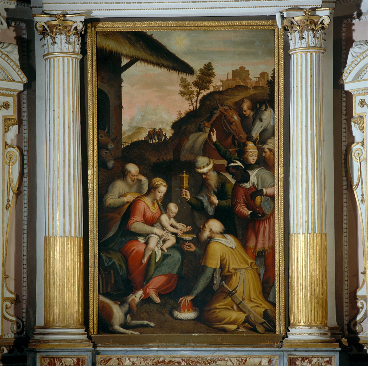 Tilbedelsen av magiene av Bernardino Campi