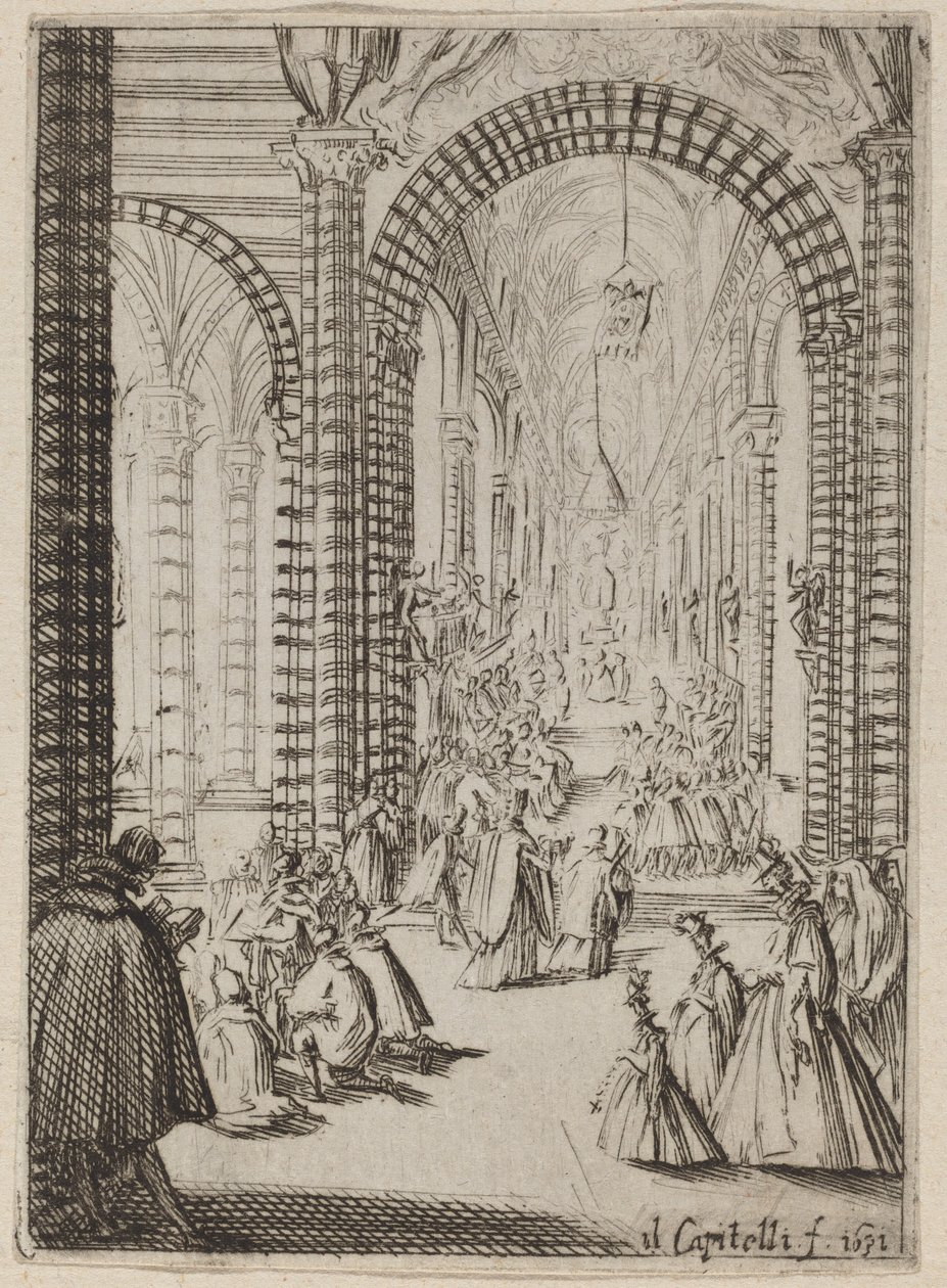 Interiør i en kirke av Bernardino Capitelli