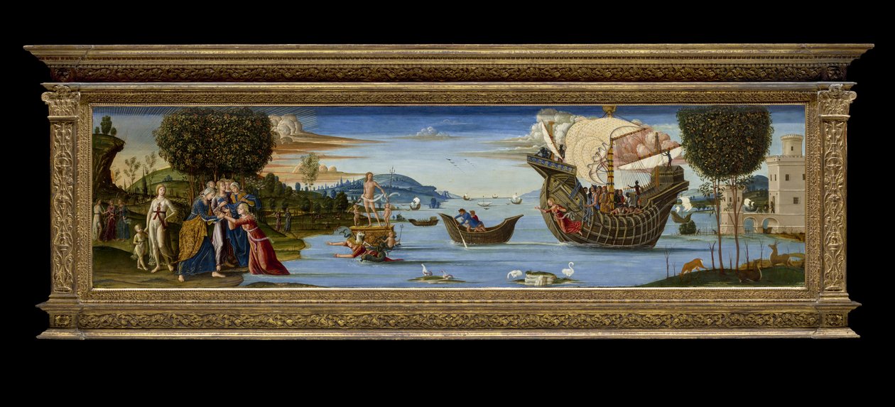 The Beloved of Enalus Sacrificed to Poseidon and Spared, ca. 1512 (tempera, olje og bladgull på tre) av Bernardino Fungai