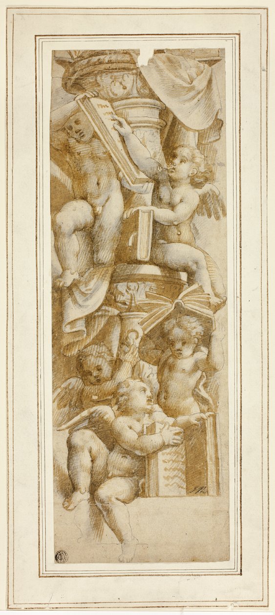 Fem Putti med bøker av Bernardino Gatti
