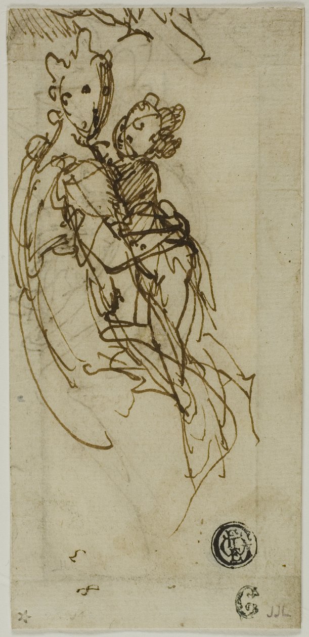 Sittende jomfru og barn (recto); Sittende jomfru og barn (verso) av Bernardino India
