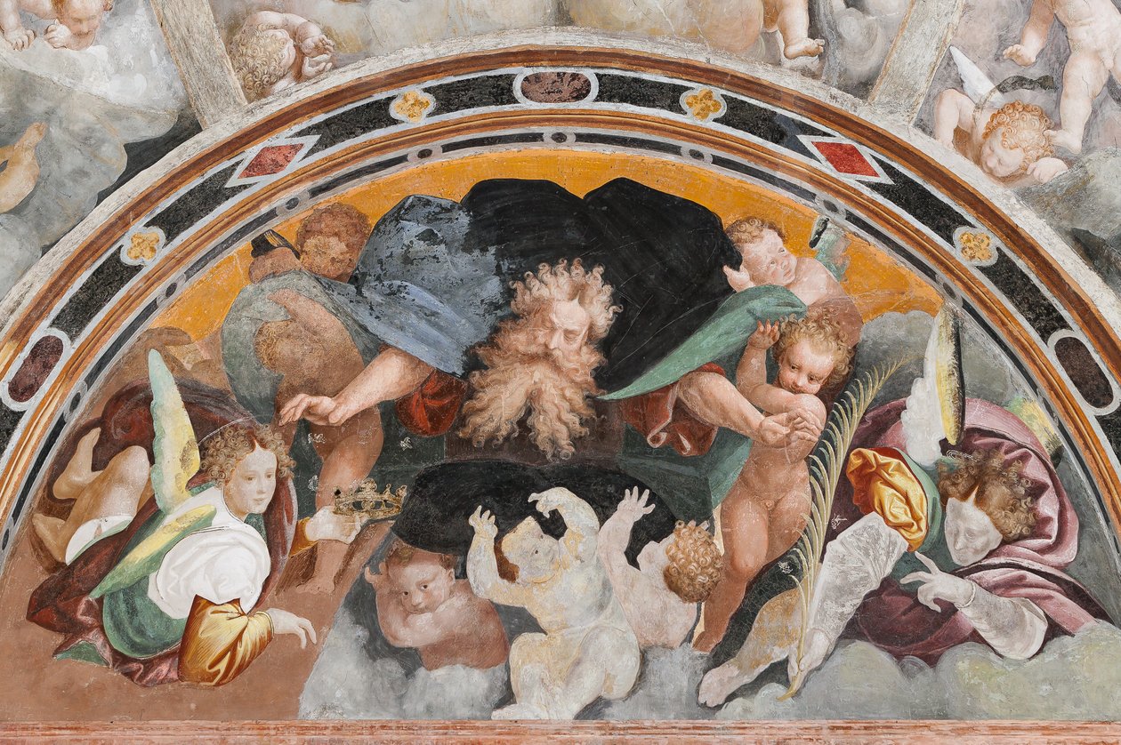 Engler og putti, detalj av The Martyrdom of Saint Catherine (fresco) av Bernardino Lanino