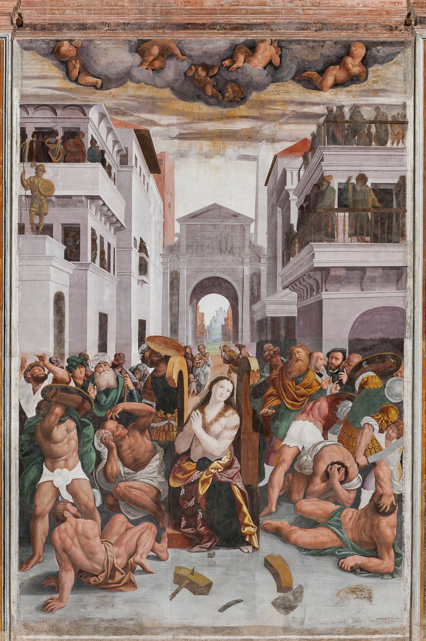 Detalj av The Martyrdom of Saint Catherine (fresco) av Bernardino Lanino