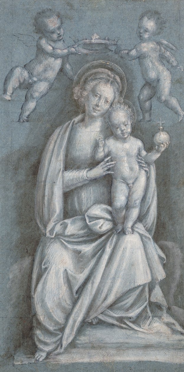 Madonnaen og barnet kronet av to engler, av Bernardino Lanino