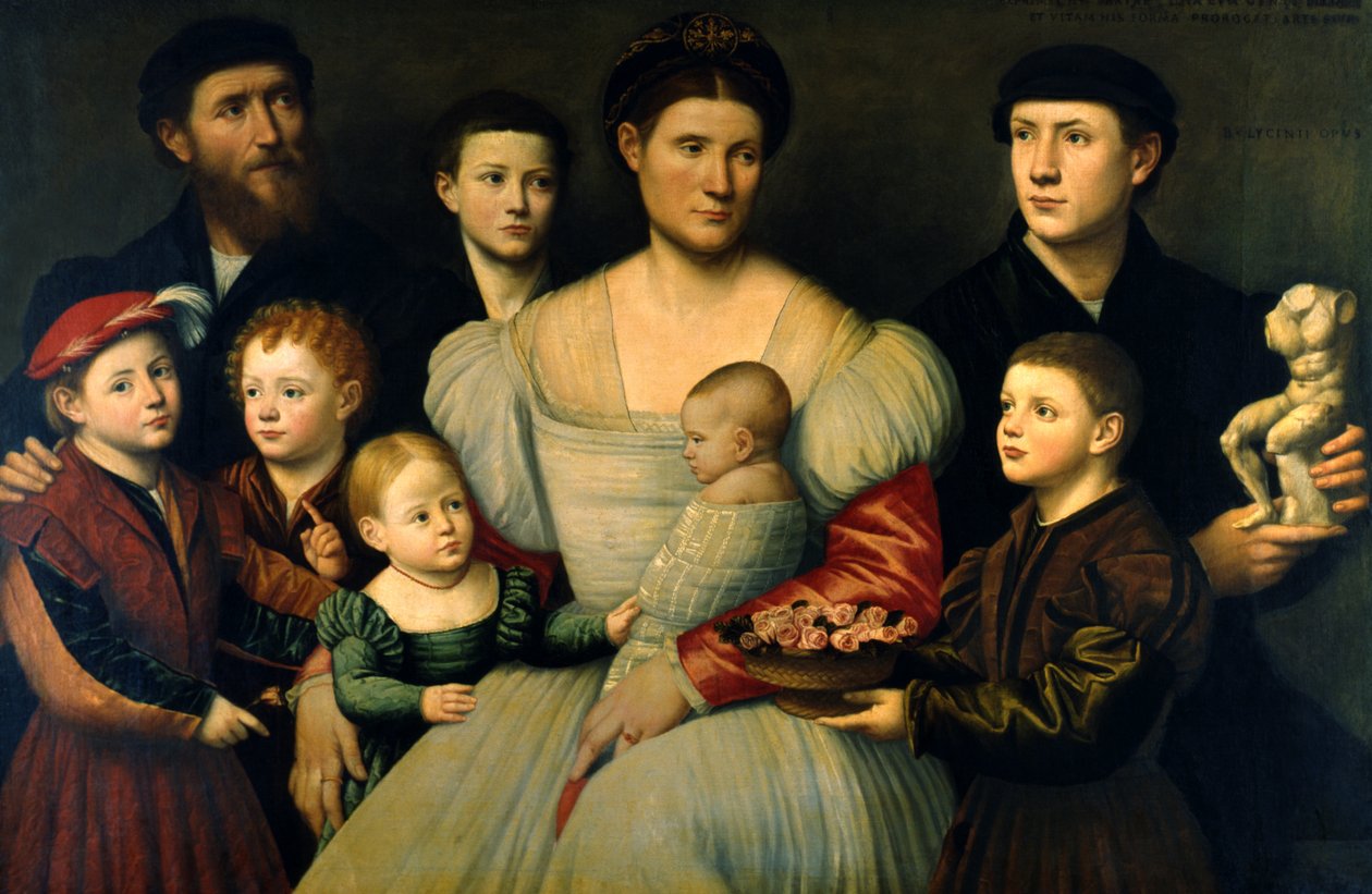 Portrett av Arrigo Licinio og hans familie av Bernardino Licinio