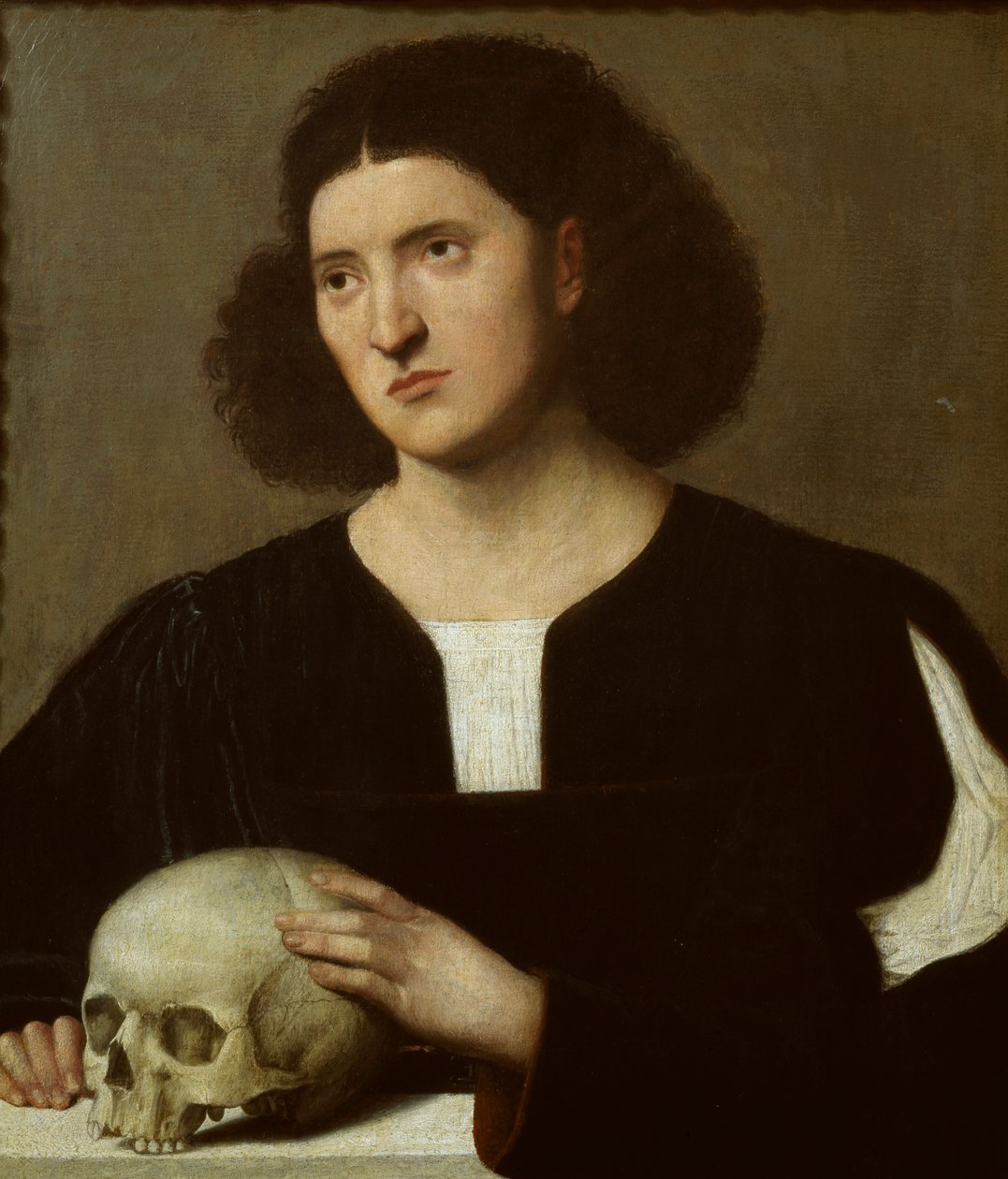 Portrett av en ung mann med en hodeskalle, c1510-1515 av Bernardino Licinio