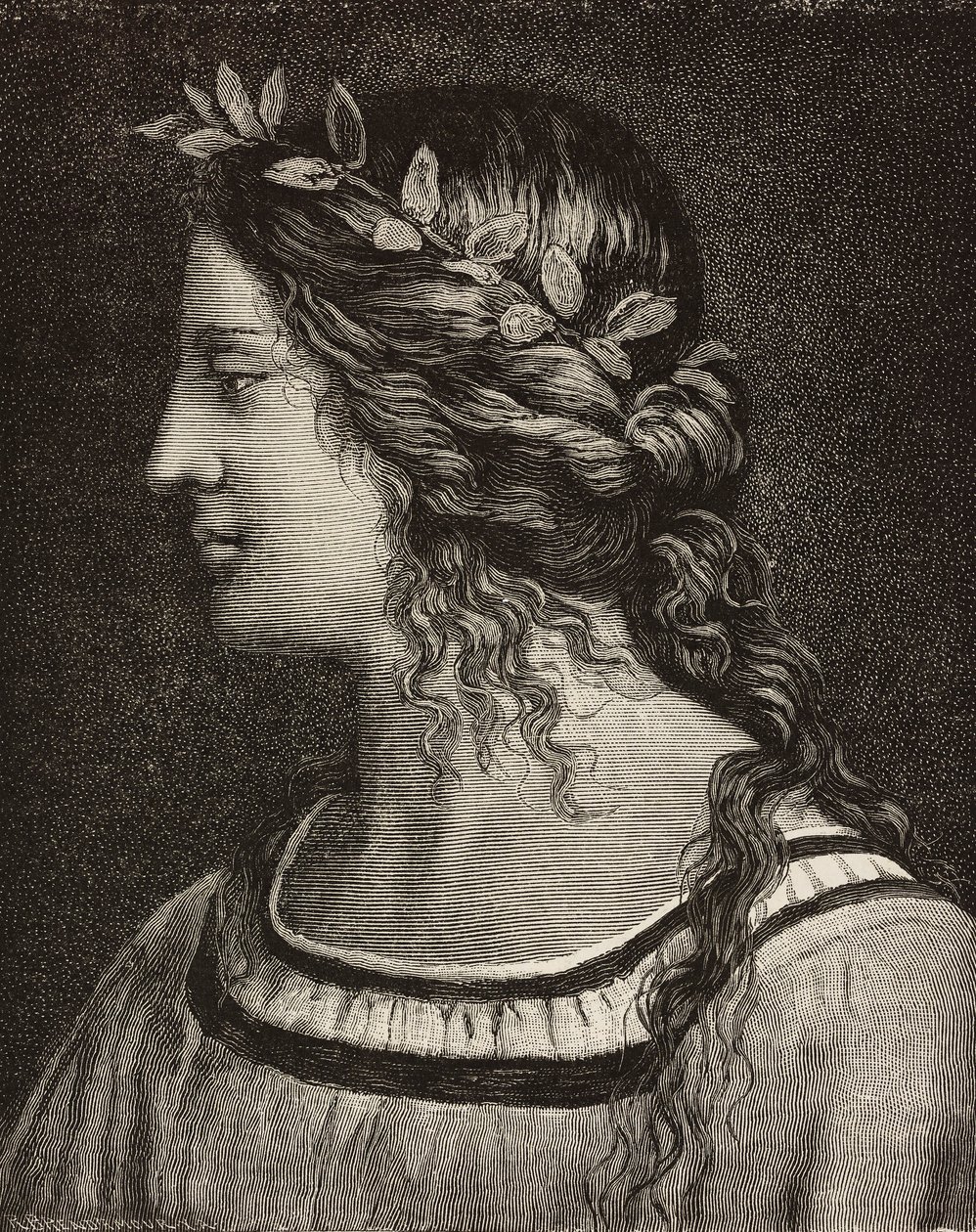 Jomfruens ekteskap, gravering fra detaljer av freskomaleri av Bernardino Luini i Saronno-helligdommen, Italia, fra L