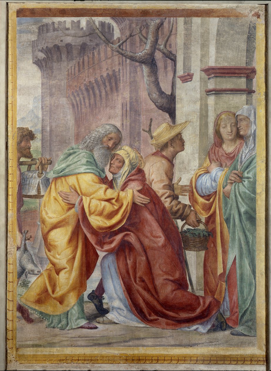 Møte av St. Anne og St. Joachim ved den gylne døren av Bernardino Luini