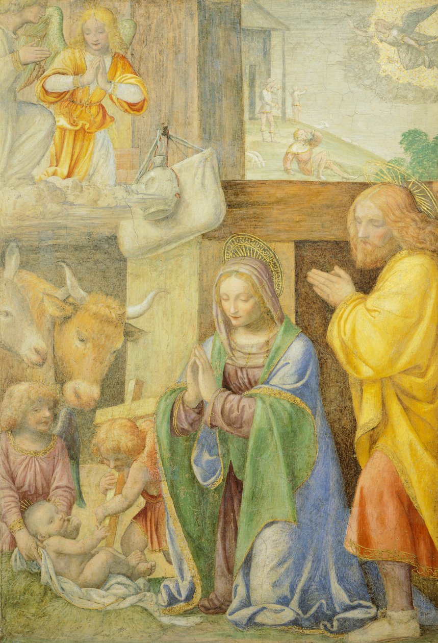 Nativity and Annunciation to the Shepherds, av Bernardino Line av Bernardino Luini