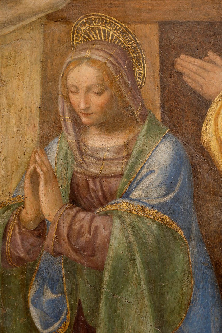 Fødsel og tilbedelse av hyrdene, ca. 1520-1525. Detalj (olje på panel) av Bernardino Luini