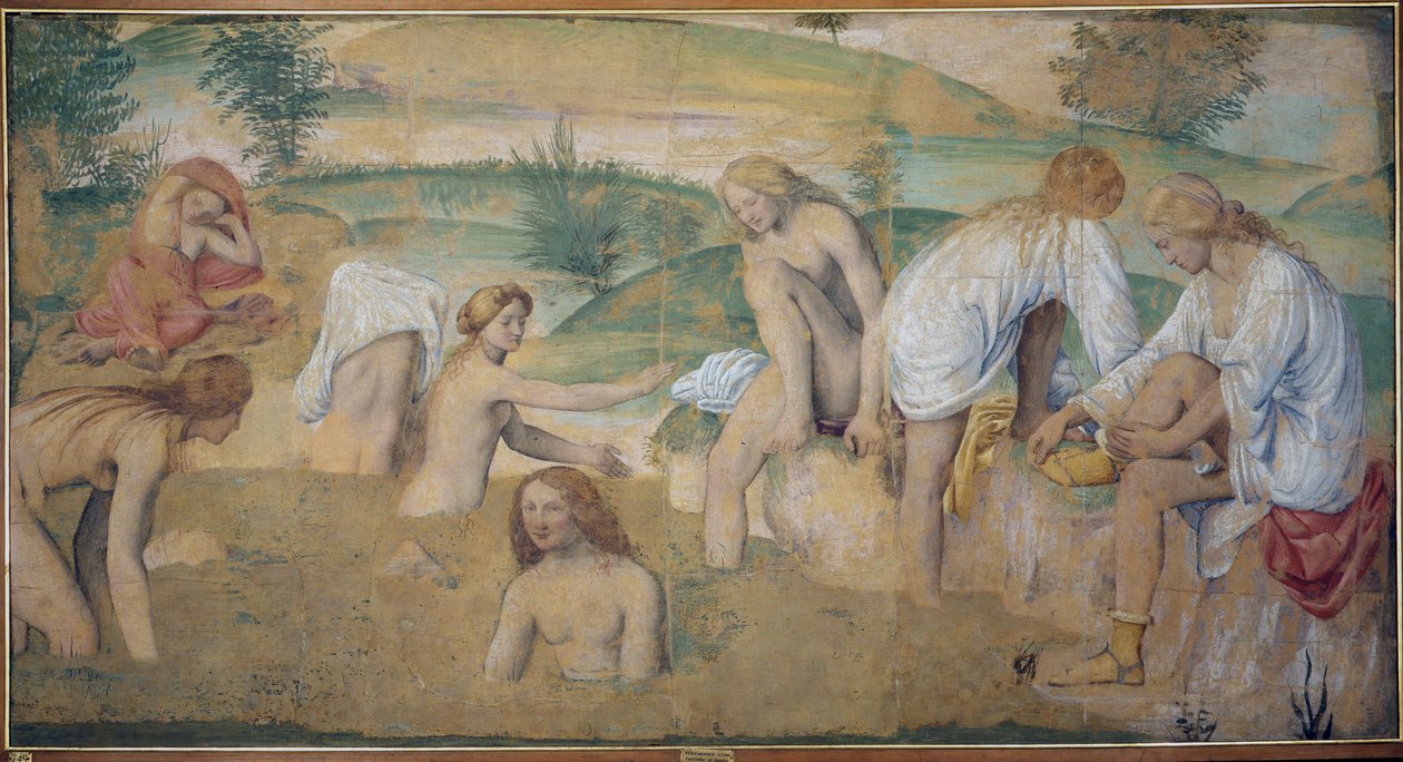Nymfer ved badet, ca. 1514 (frittstående freskomaleri båret om bord) av Bernardino Luini