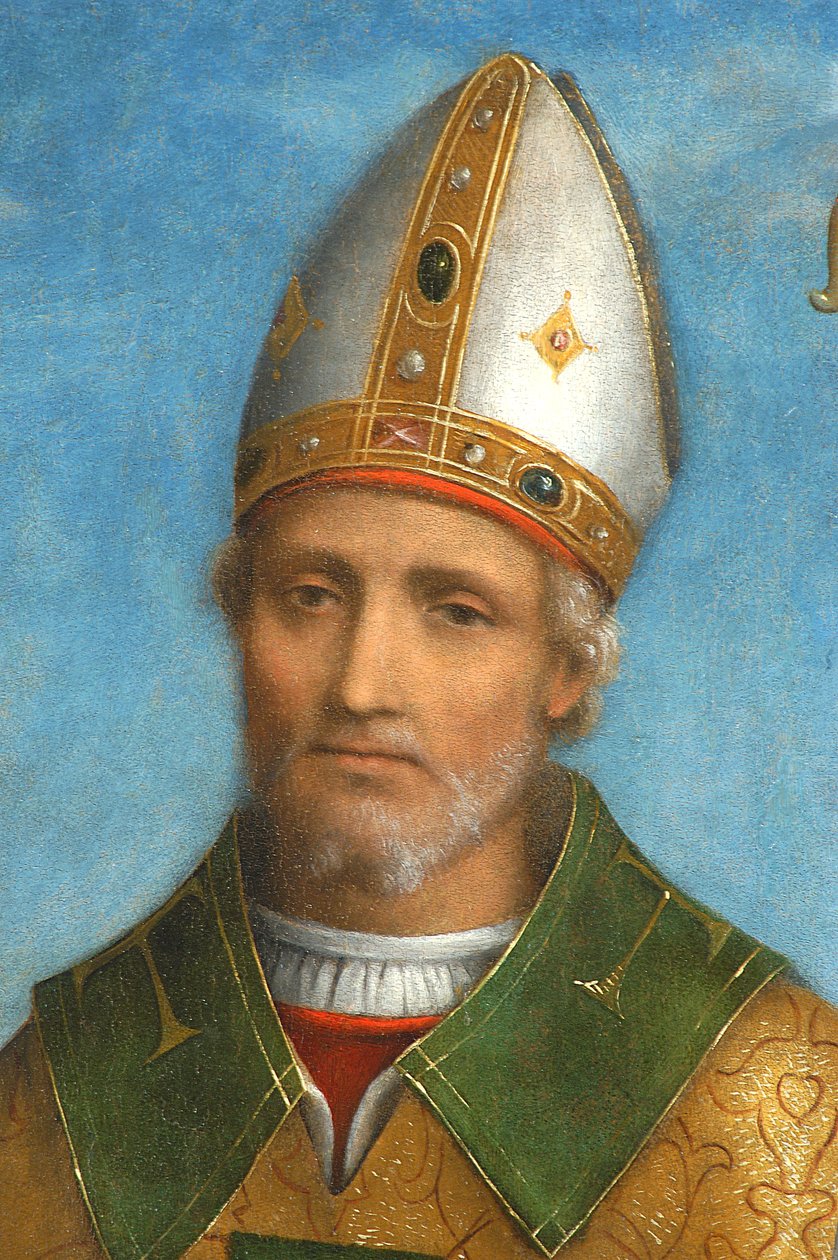 Saint Ambrose, 1520-22 (tempera om bord) (detalj av 3496310) av Bernardino Luini