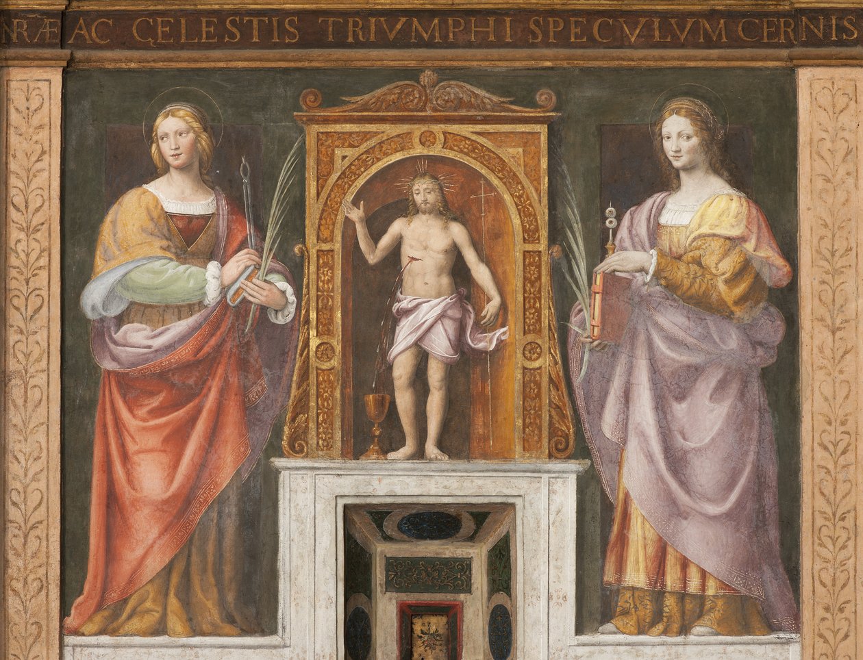 Saint Apollonia og Saint Lucy, ca. 1522-25 (detalj av 3497192) av Bernardino Luini