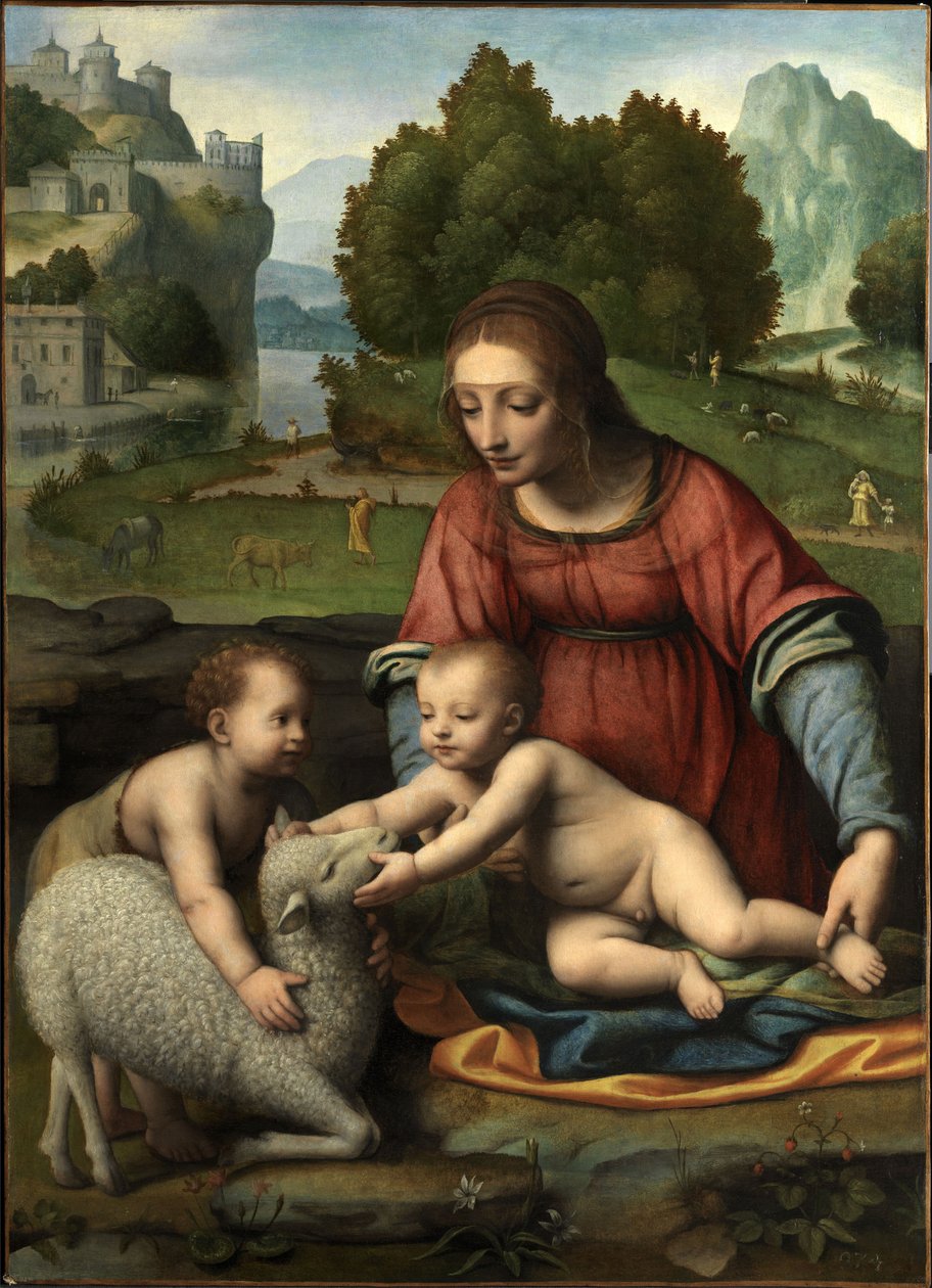 Jomfruen og barnet med spedbarnet Saint John av Bernardino Luini