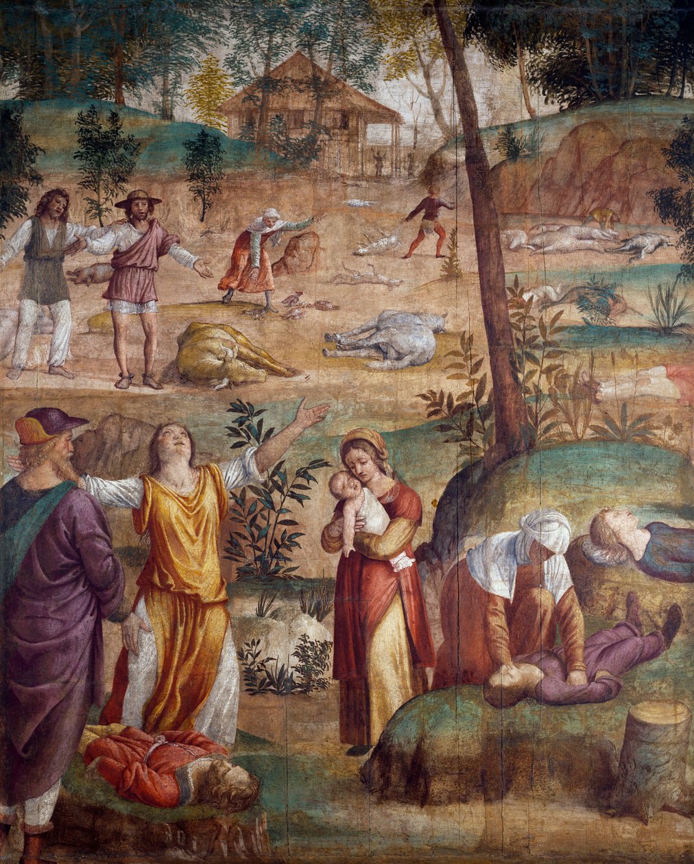 Den førstefødtes død, av Bernardino Luini (ca 1480-ca 1532), freskomaleri overført på tre, 211x169 cm. av Bernardino Luini