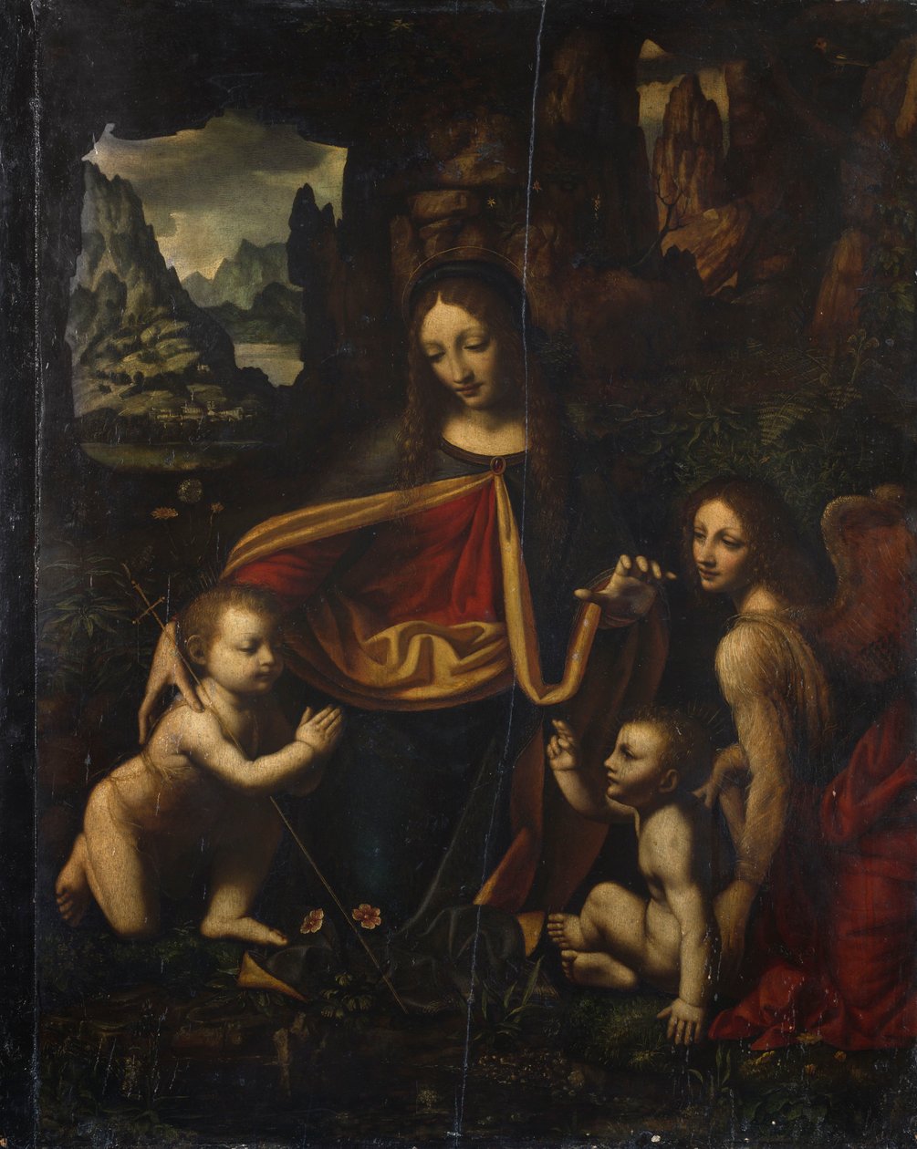 Virgin of the Rocks, av Bernardino Luini (ca 1480-ca 1532), olje på tre, cm 865x655, Santa Giustina-kirken, Affori, Lombardia, Italia av Bernardino Luini