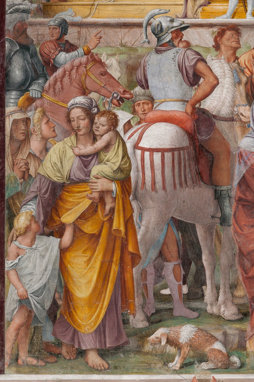 Kvinne og barn, detalj om Kristi lidenskap og korsfestelse av Bernardino Luini