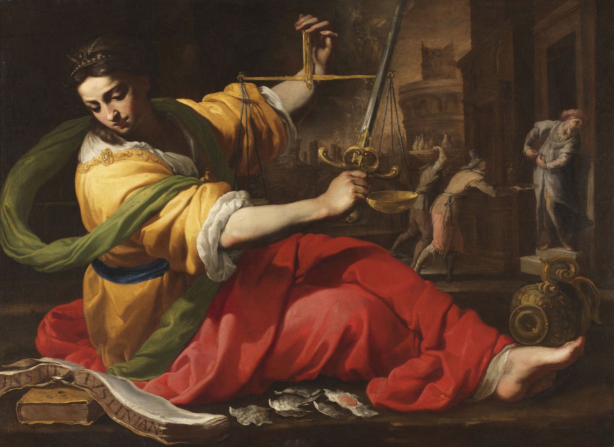 Allegorie de la Justice - Allegory of Justice, av Mei, Bernardino (1612-1676). Olje på lerret av Bernardino Mei