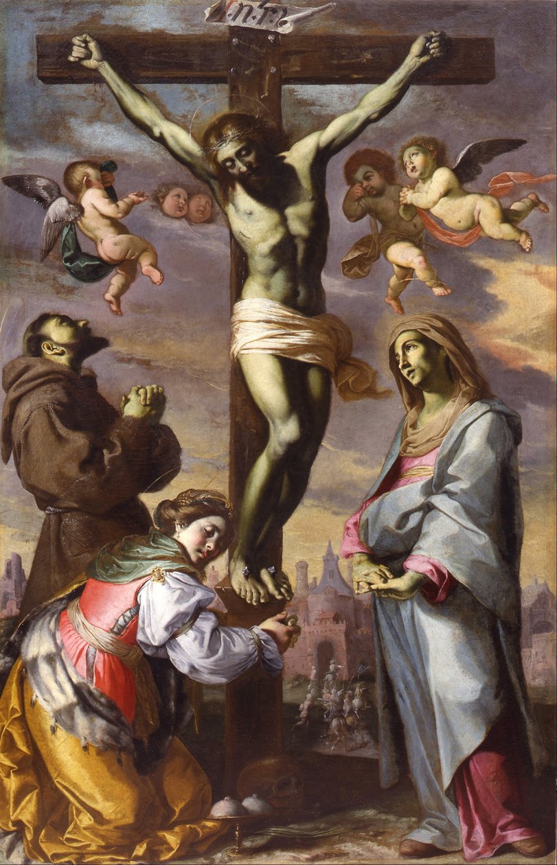 Korsfestelsen med jomfruen og de hellige Francis og Agatha, midten av 1600-tallet. av Bernardino Mei