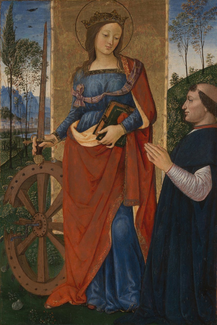 Den hellige Katarina av Alexandria med en giver, ca. 1480 av Bernardino Pinturicchio