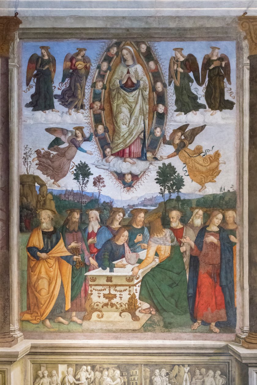 Jomfru Marias himmelfart, (fresco) av Bernardino di Betto (& studio) Pinturicchio