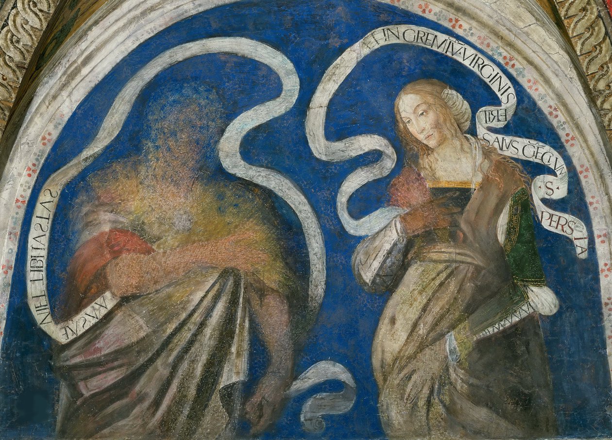Le prophete Zacharie et la sibylle persique (Sabbe) - Profeten Sakaria og den persiske sibyllen, av Pinturicchio, Bernardino, Workshop of (1454-1513). Fresco av Bernardino di Betto (workshop of) Pinturicchio