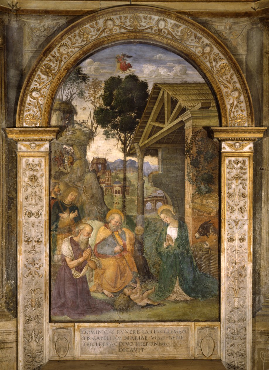 Tilbedelse av barnet av Bernardino di Betto Pinturicchio