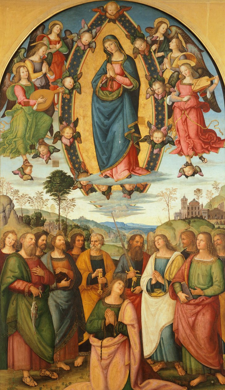 Assumption of Virgin, av Bernardino Pinturicchio (ca 1452-1513), av Bernardino di Betto Pinturicchio