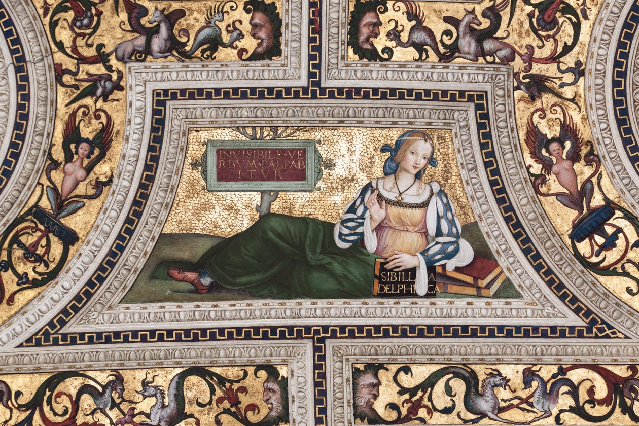 Delphic Sibyl, detalj av The Sibyls (fresco av Bernardino di Betto Pinturicchio