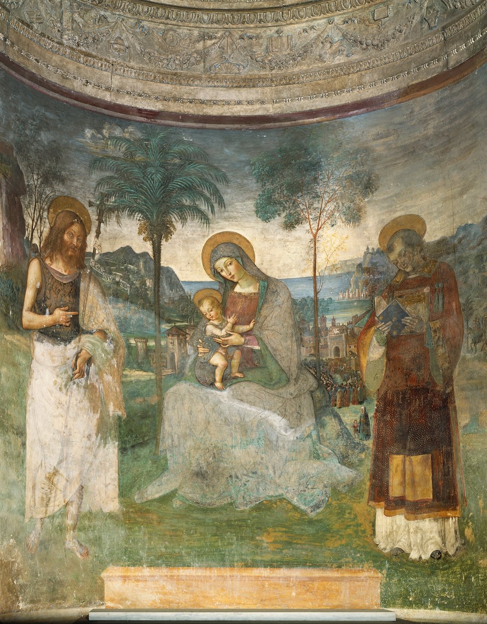 Madonna og barn, døperen Johannes og Stefanus av Bernardino di Betto Pinturicchio