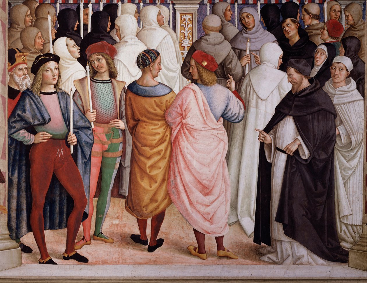 Pius II kanoniserte den hellige Katarina av Siena i 1461. Detalj - Fresco av Bernardino di Betto Pinturicchio