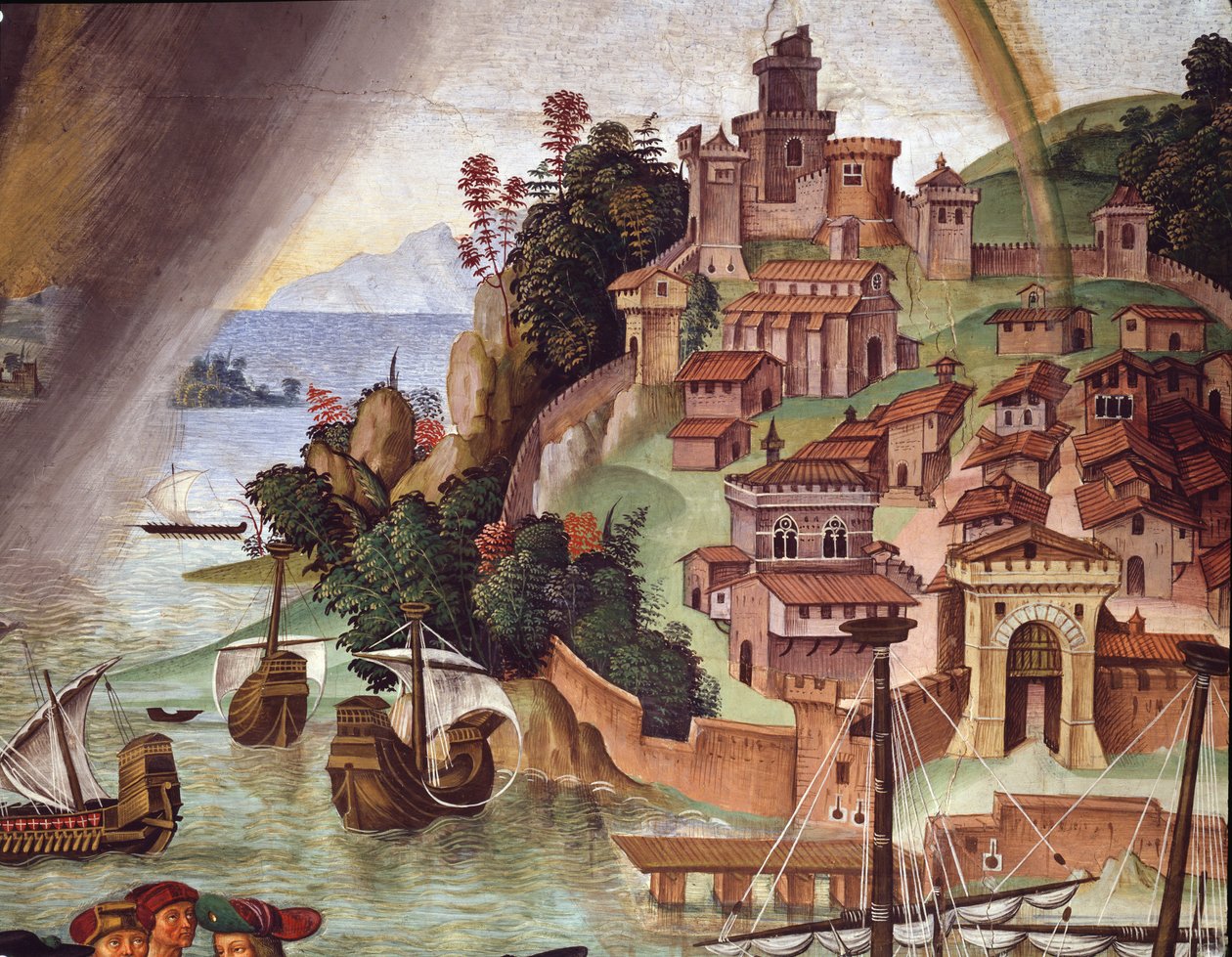 Pave Pius II går til konsilet i Basel. Detalj - Fresco av Bernardino di Betto Pinturicchio