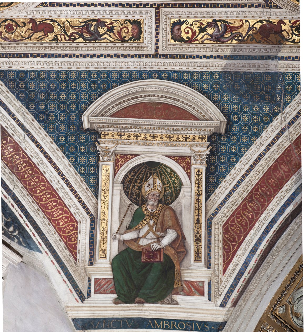 St Ambrose, detalj av Doctors of the Church (fresco av Bernardino di Betto Pinturicchio
