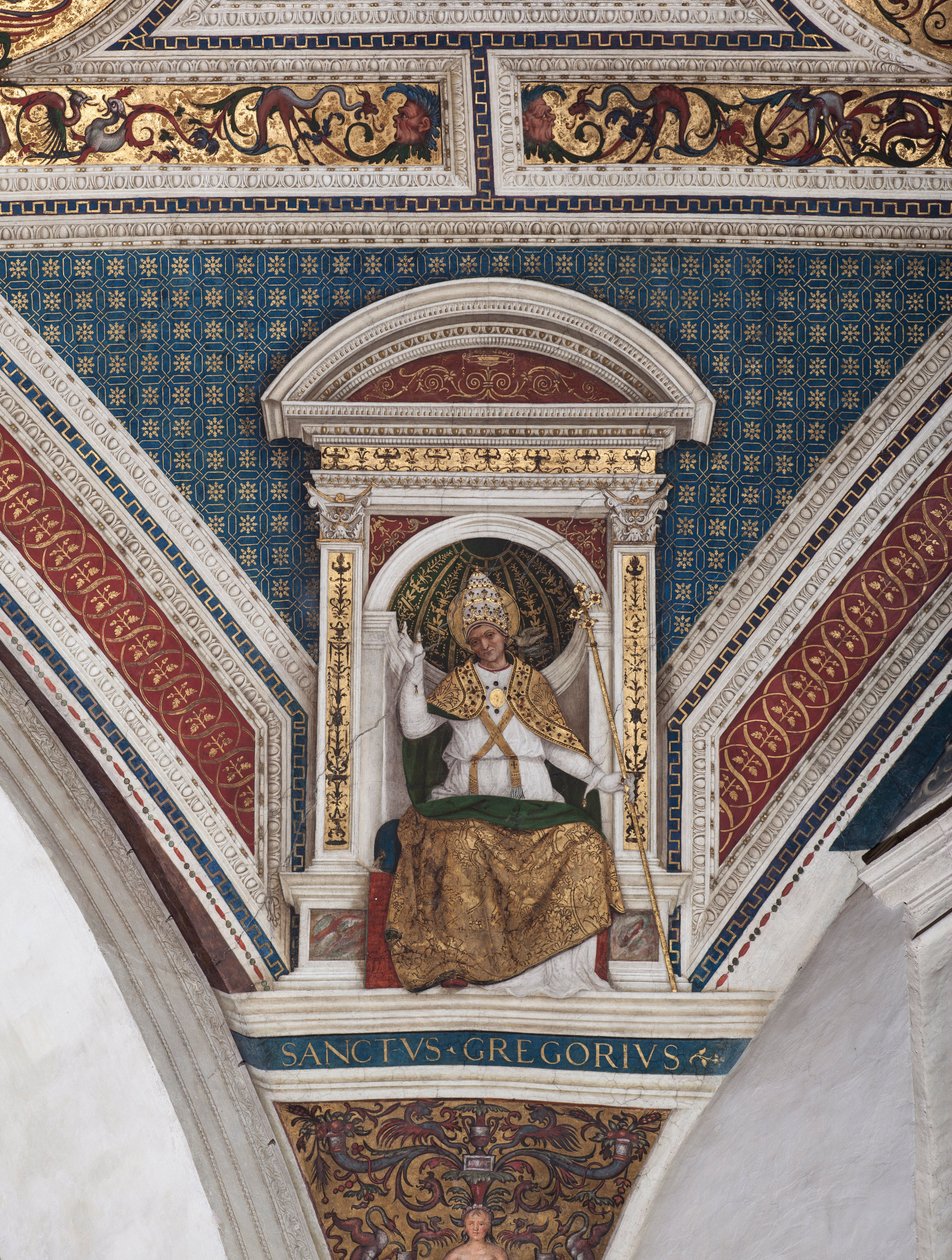 St Gregory the Great, detalj av Doctors of the Church (fresco av Bernardino di Betto Pinturicchio
