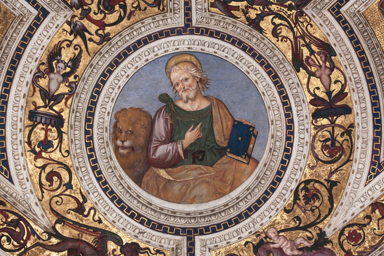 Markus, detalj av The Four Evangelists (fresco av Bernardino di Betto Pinturicchio