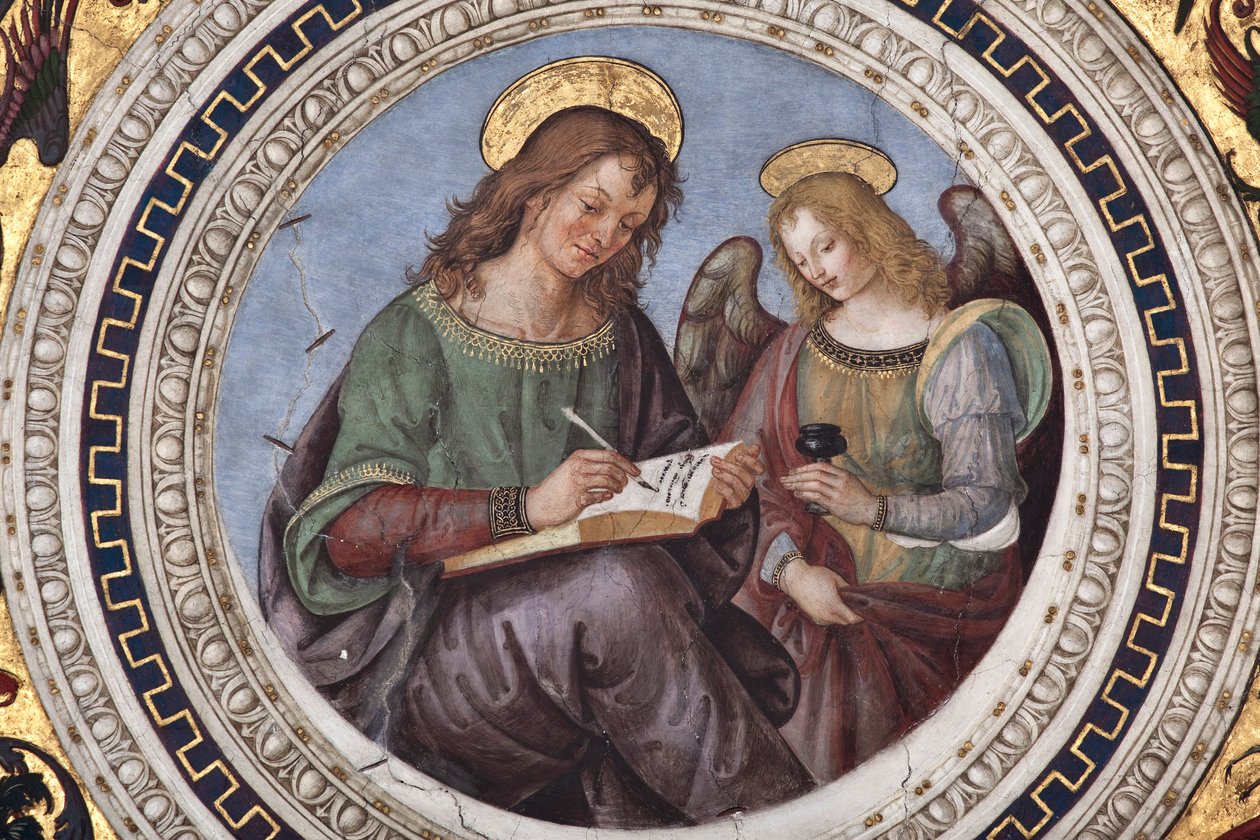 St Matthew, detalj av De fire evangelistene (fresco av Bernardino di Betto Pinturicchio