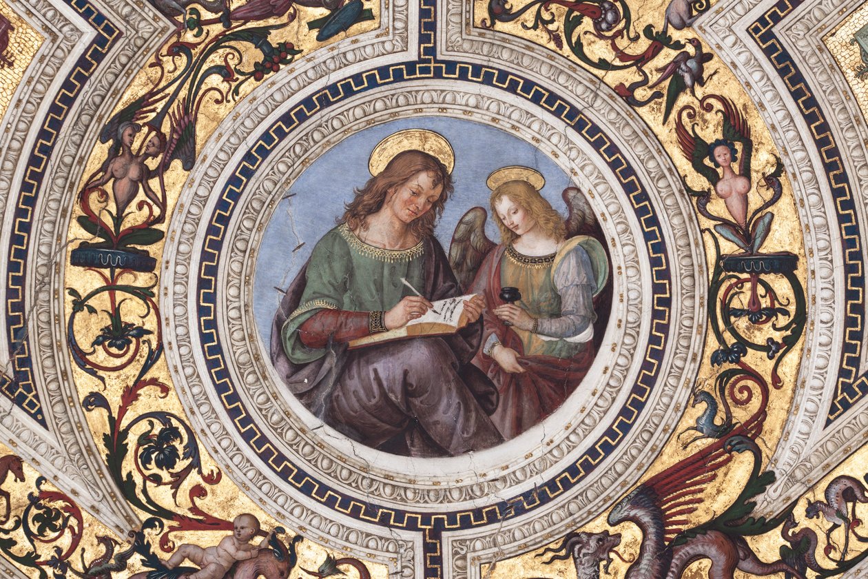 St Matthew, detalj av De fire evangelistene (fresco av Bernardino di Betto Pinturicchio