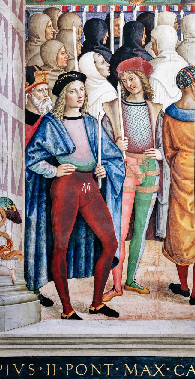 Piccolomini-biblioteket, sørvestveggen: “ Pius II kanoniserer St. Katarina av Siena, 29. juni av Bernardino di Betto Pinturicchio