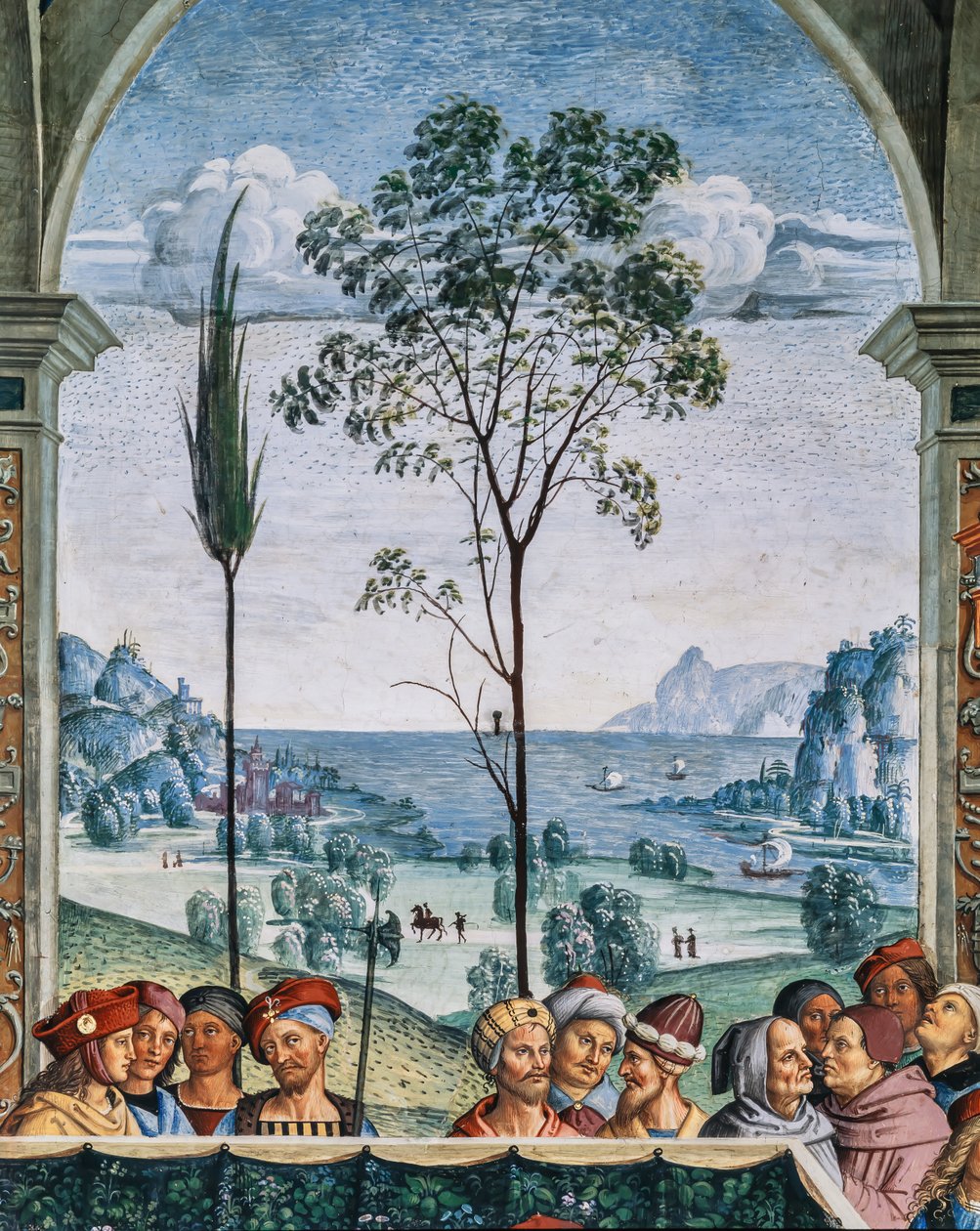 Piccolomini-biblioteket, sørvestveggen: “ Pius II presiderer over Diet of Mantua, 1. juni av Bernardino di Betto Pinturicchio