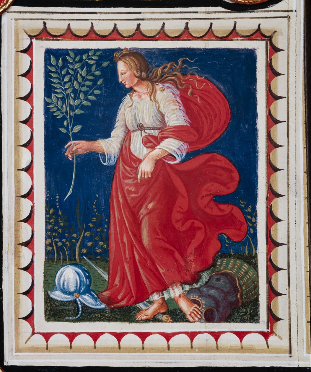 Piccolomini-biblioteket, taket, panel med allegori om fred, freskomaleri av Bernardino di Betto, kjent som Pinturicchio. av Bernardino di Betto Pinturicchio