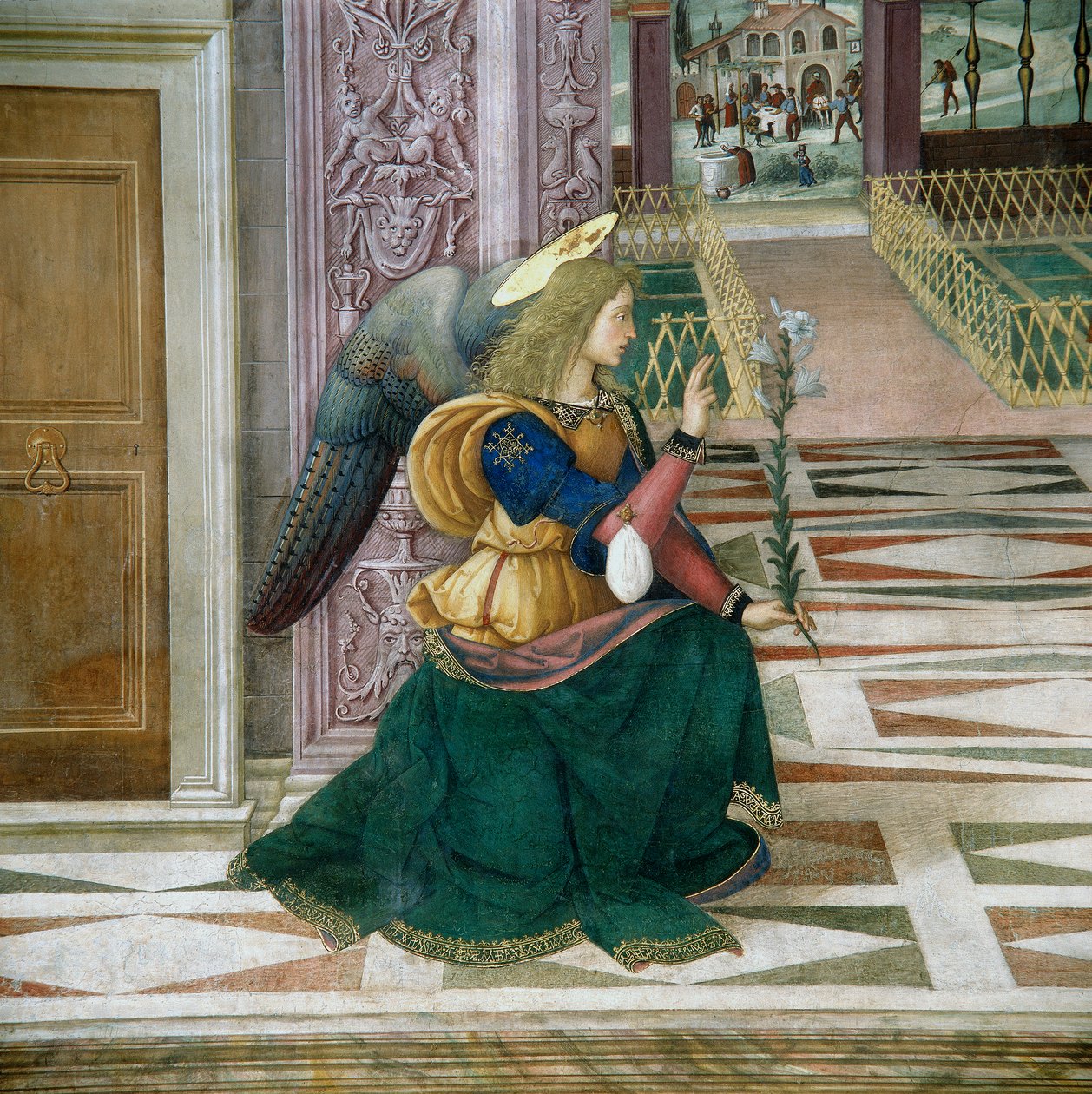 Erkeengelen Gabriel, detalj av kunngjøringen av Bernardino di Betto Pinturicchio