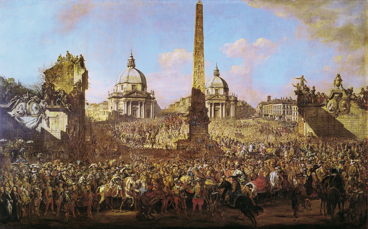 Innreise til Roma av Jerzy Ossolinski (1595-1650) utsending av Wladyslaw IV (1595-1648) av Polen med pave Urban VIII (1568-1644) 1779 av Bernardo Bellotto