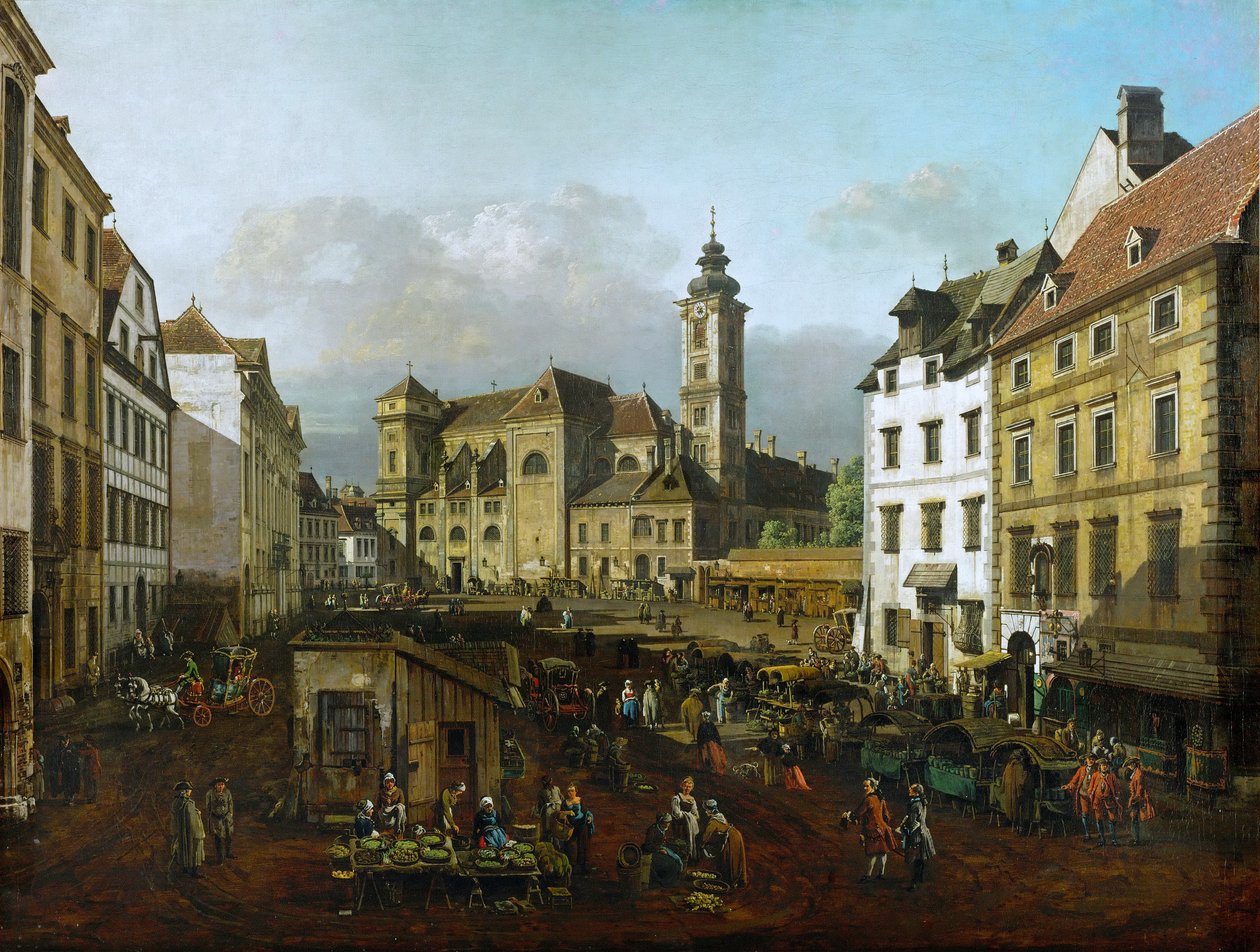 Freyung i Wien: utsikt fra sørøst av Bernardo Bellotto