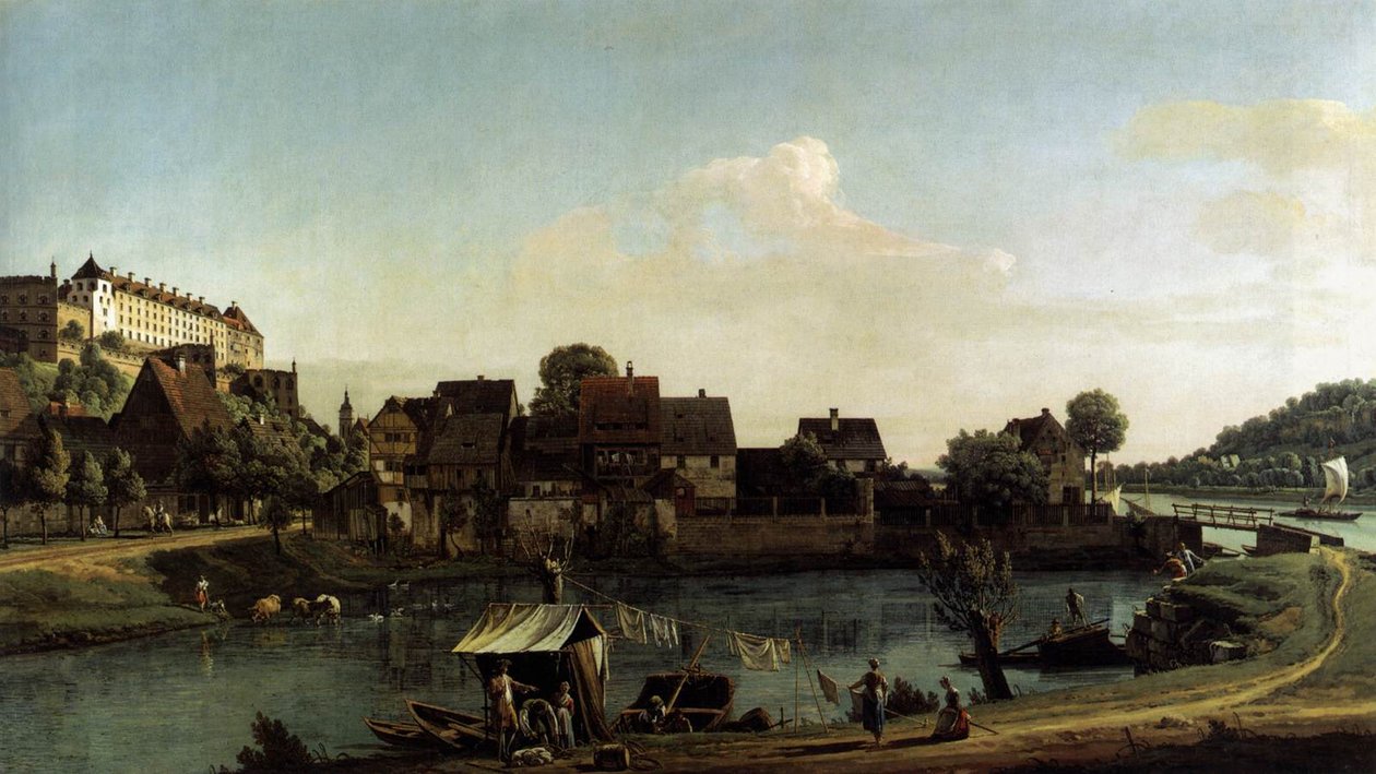 Pirna sett fra havnebyen av Bernardo Bellotto